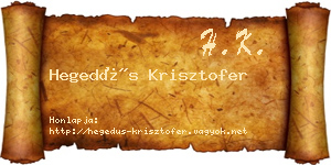 Hegedűs Krisztofer névjegykártya